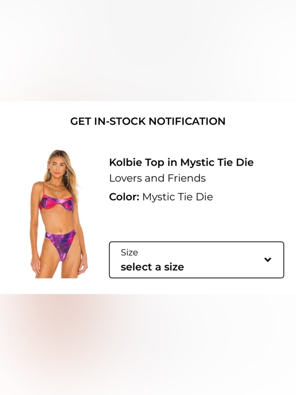 Lovers + Friends Kolbie Tie-Dye Bikini Top in Mystic Tie Die - Pink & Purple